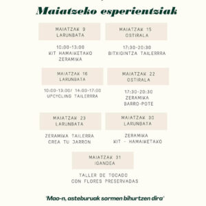 Talleres creativos en Zumaia – Mayo 2026